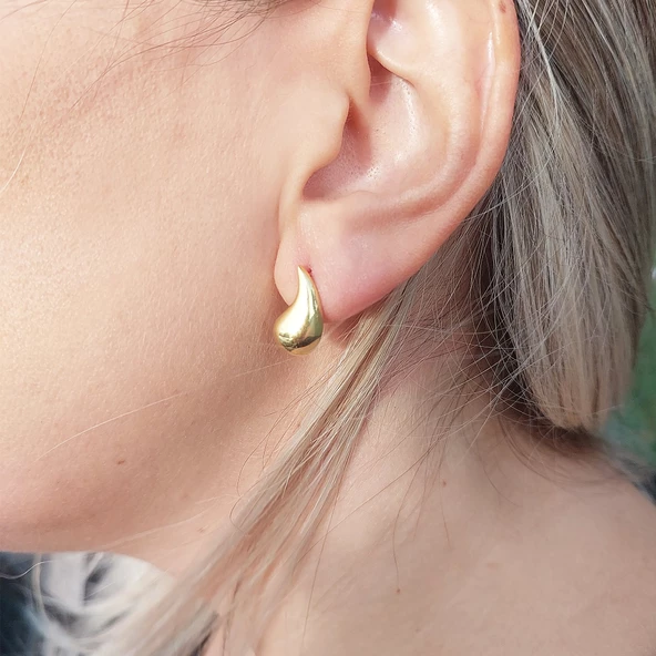 Vaoov 925 Ayar Gümüş Bottega Damla Gözyaşı Küpe - Resim 5