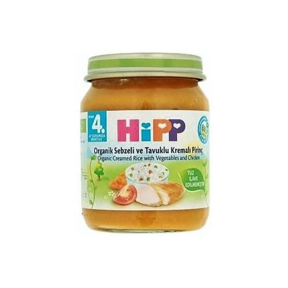 Hipp Organik Sebze ve Tavuklu Kremalı Pirinç 125 Gr