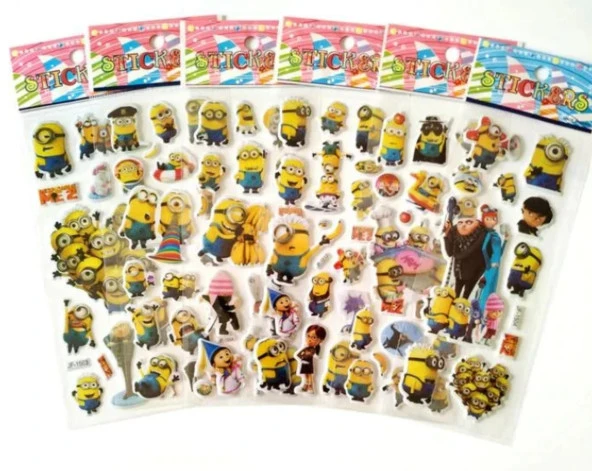 Minions Karakterleri 3 set kabartmalı sticker