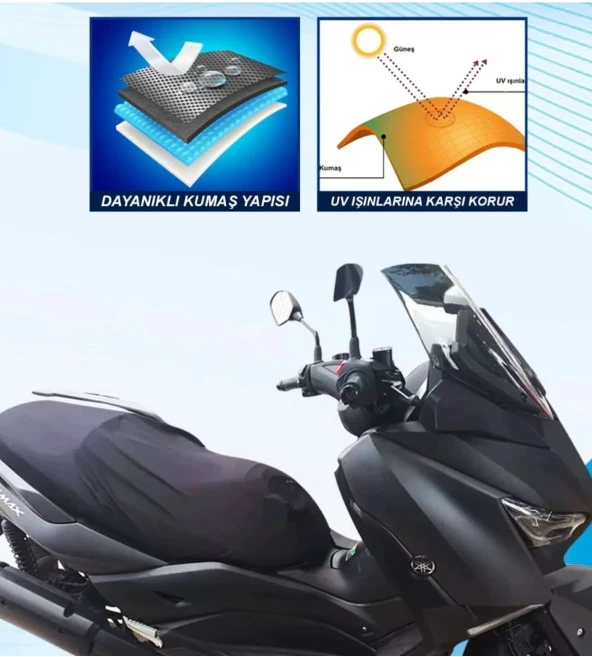 Spacy Activa Vespa Küçük Model Scooter Universal Motosiklet Siyah Sele Kılıfı Motor Koltuk Brandası - 3
