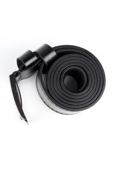 Hakiki Deri Erkek Kemer 4,5 cm Dikiş Desenli Siyah - 4