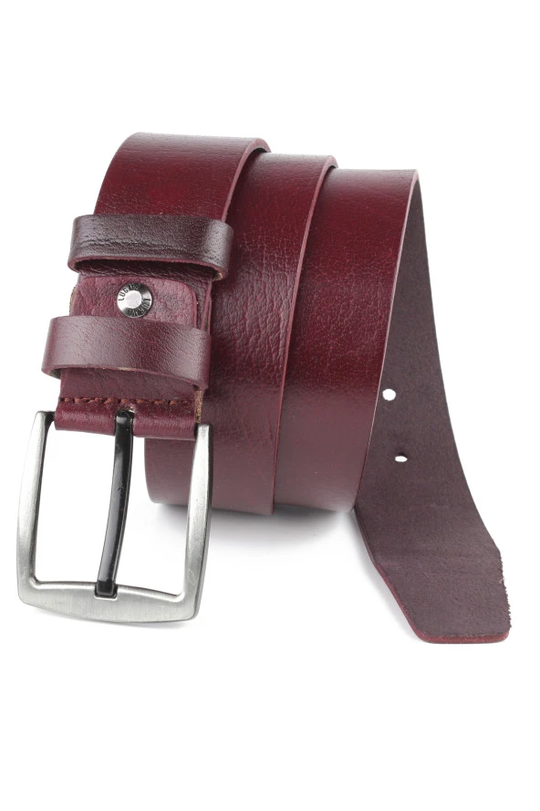Hakiki 100% Deri Erkek Kemer Bordo 4,5 cm - Resim 2
