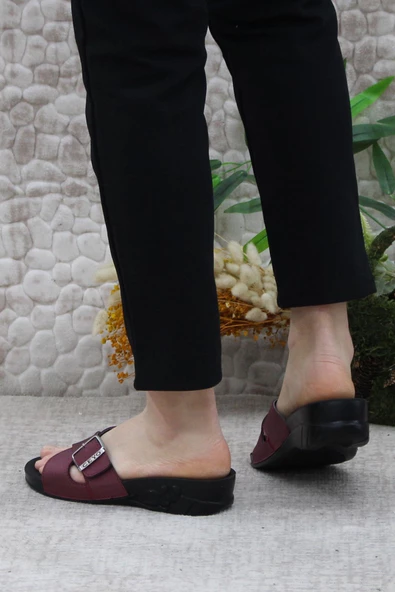 Ceyo Flora-11 Bordo Rahat Ortapedik Kadın Terlik - Resim 4