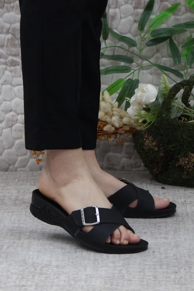 Ceyo Flora-11 Siyah Rahat Ortapedik Kadın Terlik ürün görseli