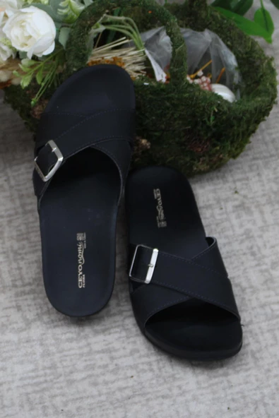 Ceyo Flora-11 Siyah Rahat Ortapedik Kadın Terlik - Resim 5