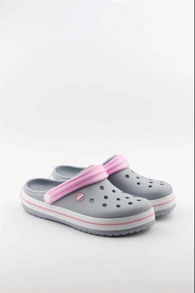Akınal Bella Unisex Sabo Terlik Hastane Terliği Buz Gri-Pembe