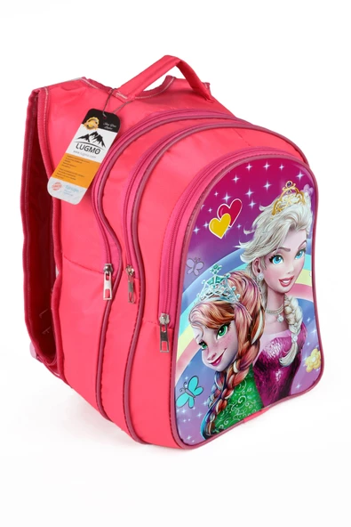 Lugmo Ortaokul İlkokul Çantası ve Beslenme Çantası 3 Cepli Pedli Elsa Pembe - 2