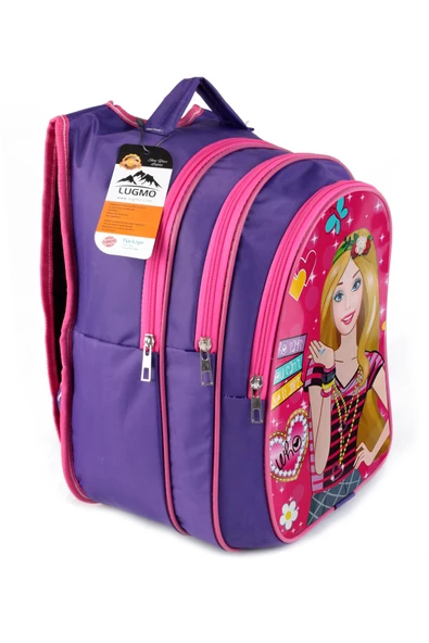 Lugmo Ortaokul İlkokul Çantası ve Beslenme Çantası 3 Cepli Pedli Mor - 2
