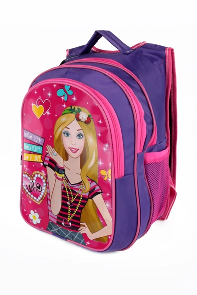 Lugmo Ortaokul İlkokul Çantası ve Beslenme Çantası 3 Cepli Pedli Mor - 4