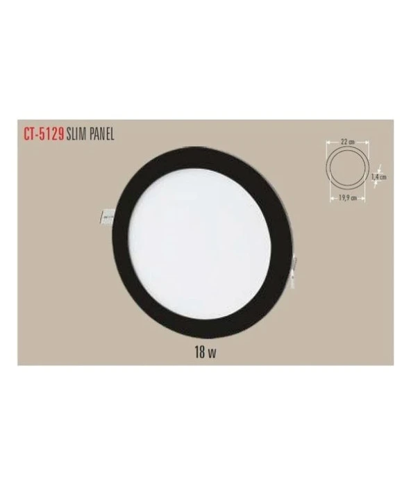 Cata CT-5129 18W/6500K Slim LED Panel Armatür (Siyah Kasa) Beyaz Cata