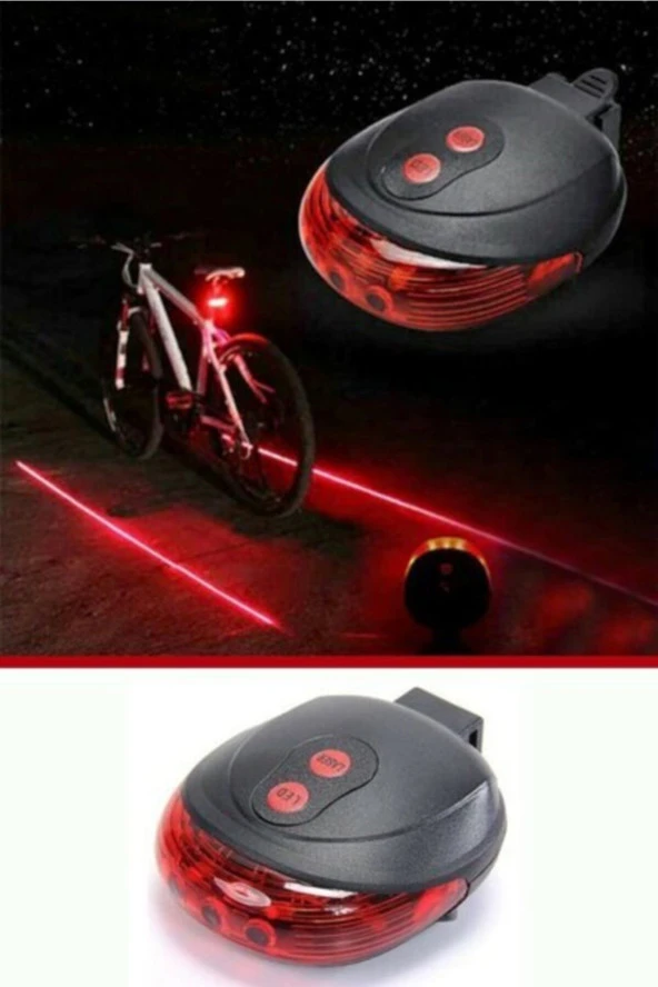 Lazer Şeritli Bisiklet Arka Led Lamba Stop Lambası 7 Farklı Mod Işık Sistemi Görünüm Artırıcı Ledli