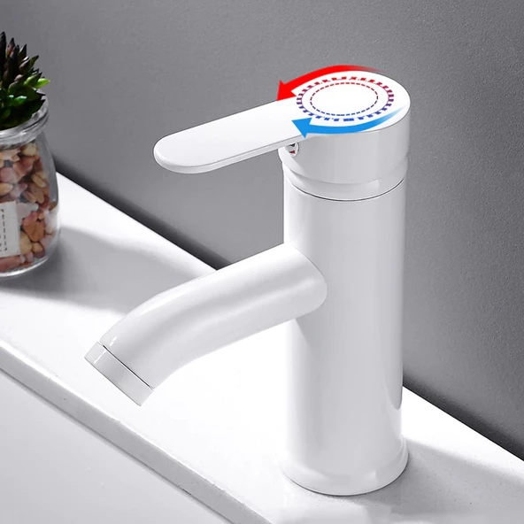 Sardıcı Saber Series Beyaz Lavabo Bataryası Pirinç Dökümü Ürün Beş Yıl Garantili