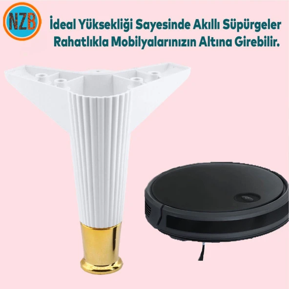 Mobilya Takımı Çekyat Kanepe Komidin Sehpa TV Ünitesi Koltuk Ayağı 15 cm Beyaz Altın Baza Ayak - 7
