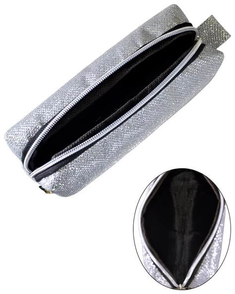 Yuga Makyaj Çantası Simli Gümüş - 2