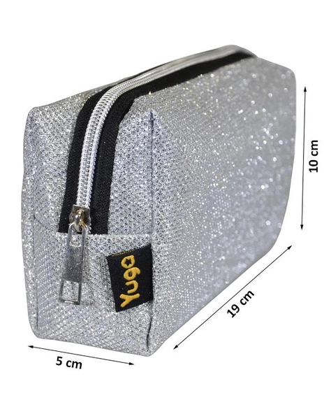 Yuga Makyaj Çantası Simli Gümüş - 3