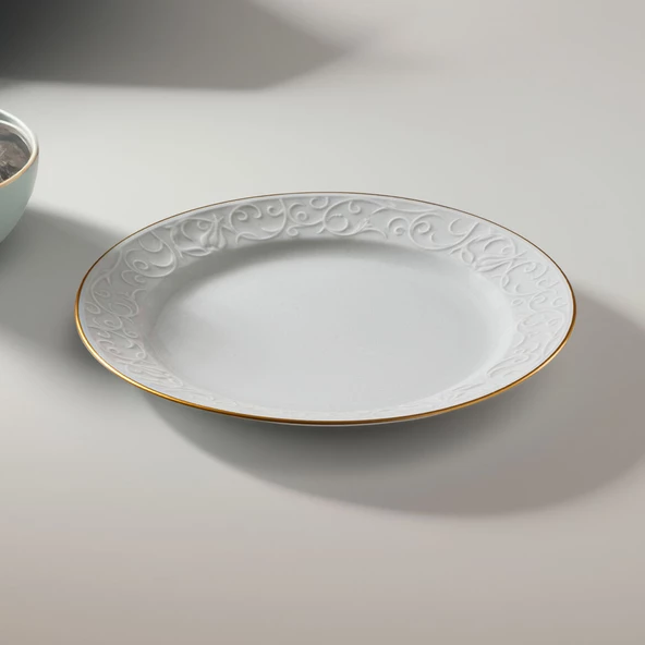 GÜRAL PORSELEN Bahar Dalı 6 Parça 20 cm Pasta Tabağı Mat Gold - 2