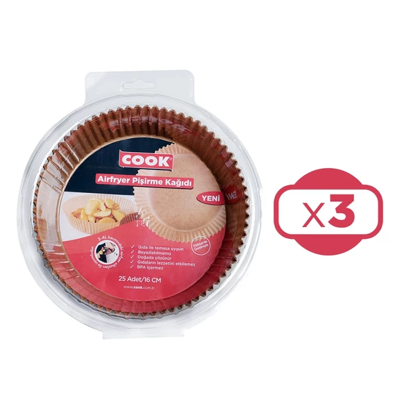 Cook Airfryer Pişirme Kağıdı 25 li / 16 cm x 3 Paket - 2