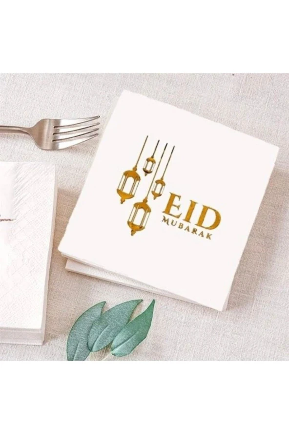 Eid Mubarak Gold Baskılı Varanklı Peçete 16 Adet