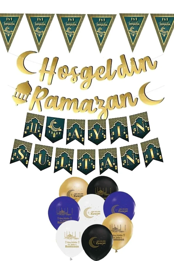 4lü Ramazan Süsleme Seti Hoşgeldin Ramazan Yazı Dini Islami Ramadan Banner Oda Mekan Iftar Balon Süs