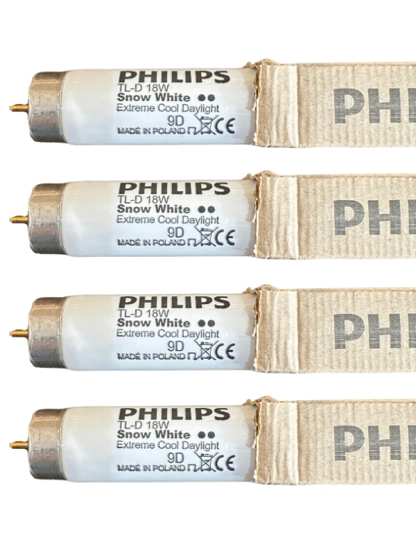 Philips 18W Snow White 12000K (Beyaz Işık) G13 Duylu Floresan (4 Adet)