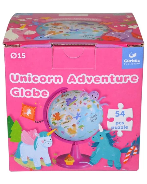 Gürbüz Unicorn Adventure Küre 15 cm ve 54 Parça Puzzle