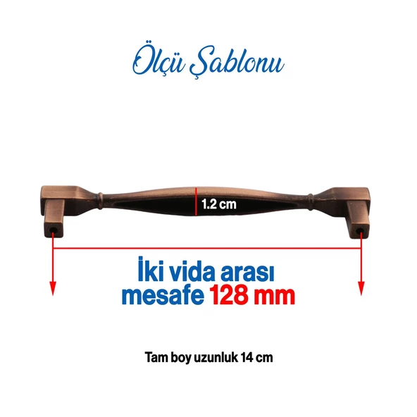 Kare Eskitme Antik Bakır 128 mm Metal Mobilya Mutfak Çekmece Dolap Dolabı Kulpu Kulbu Kulpları - 3
