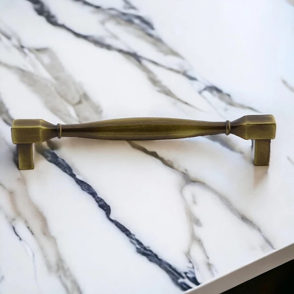 Kare Eskitme Antik Sarı 128 mm Metal Mobilya Mutfak Çekmece Kapak Dolap Dolabı Kulpu Kulbu Kulpları - 3