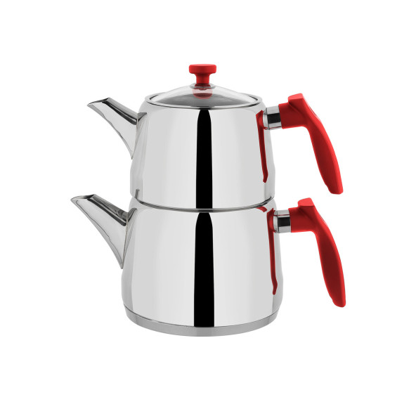 SCHAFER ROT ORTA BOT ÇELİK ÇAYDANLIK KIRMIZI 3 PARÇA - 2