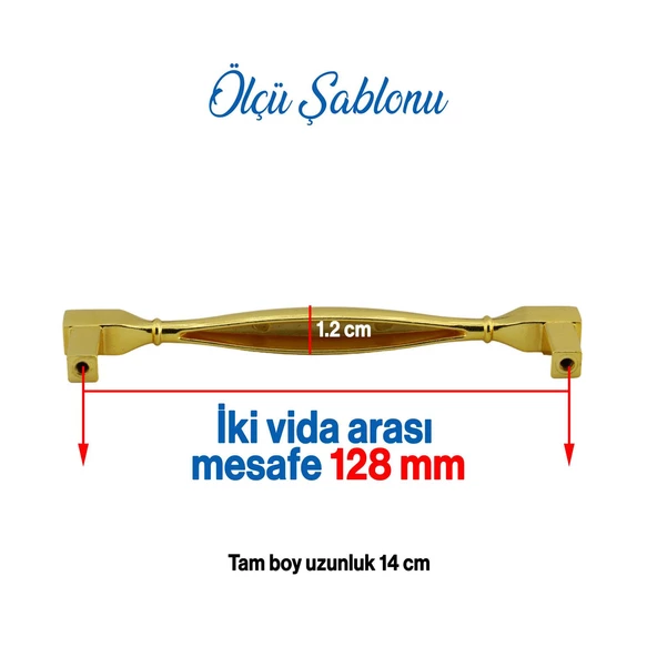 Kare Kulp Mobilya Mutfak Dolabı Çekmece Dolap Kulpları Kapak Kulpu Kulbu Altın 128 Mm-12.8 Cm Metal - Resim 4