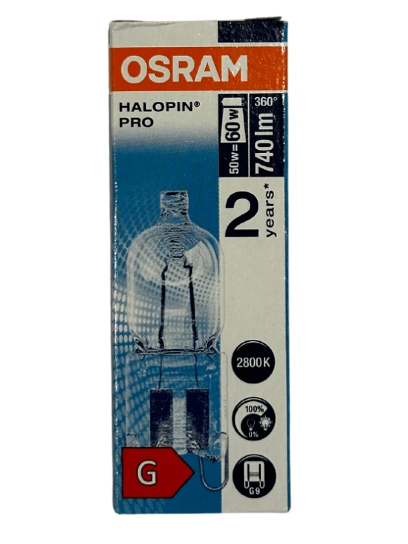 Osram Halopin Pro 50W (60W) 2800K (Sarı Işık) G9 Duylu Halojen Ampul