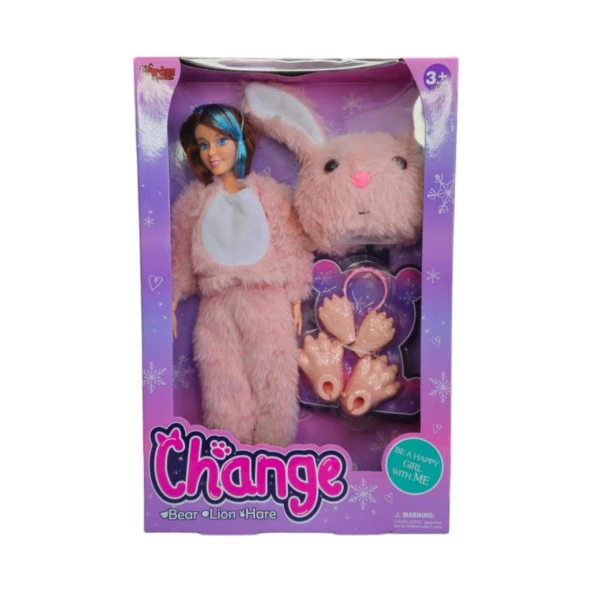 Vardem Change Oyuncak Pembe Tavşan Aksesuarlı 30 Cm Bebek 66838 - 4