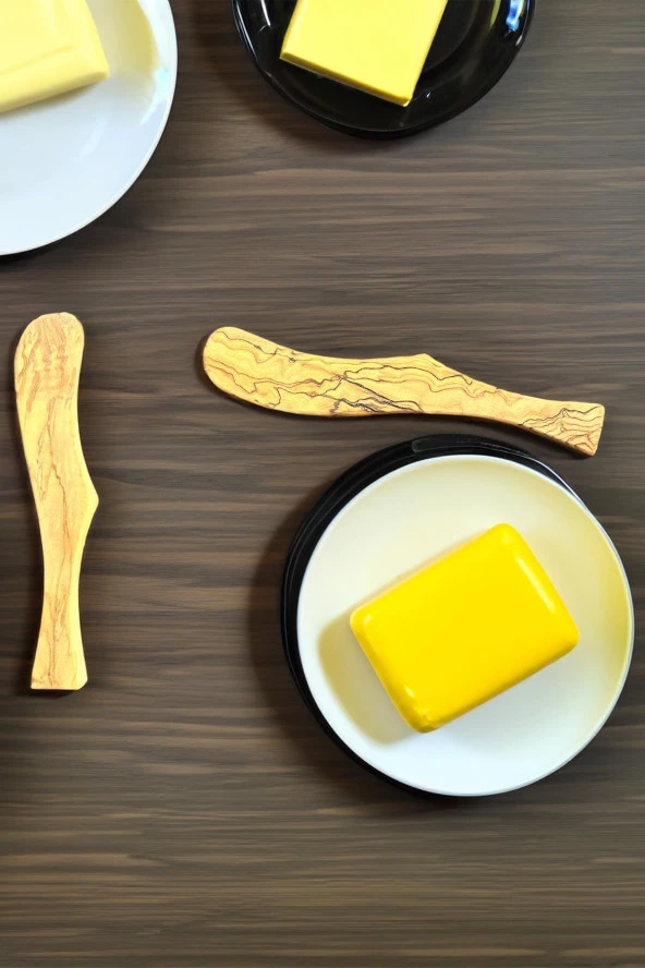 Zeytin Ağacı Tereyağ Bıçağı Seti | 2 Adet El Yapımı Ahşap Tereyağ Süreceği - 2