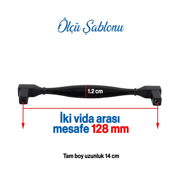 Kare Kulp Mobilya Mutfak Dolabı Çekmece Dolap Kulpları Kapak Kulpu Kulbu Siyah 128 Mm-12.8 Cm Metal - Resim 3