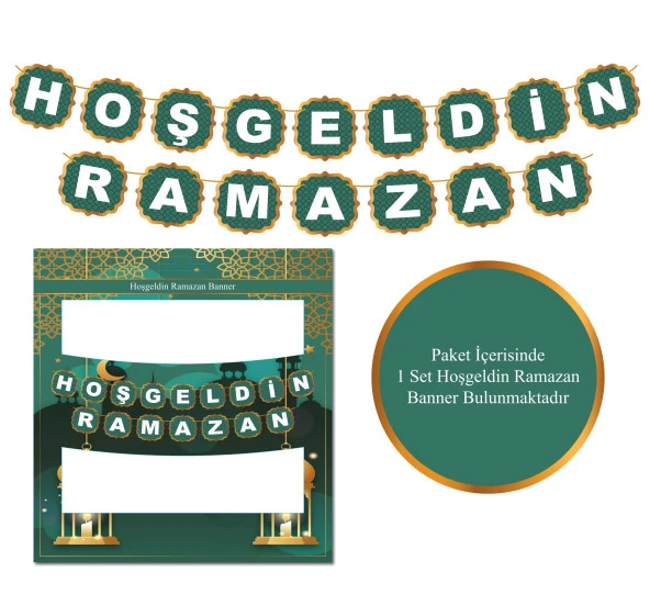 Hoş geldin Ramazan Yeşil Dekor Banner