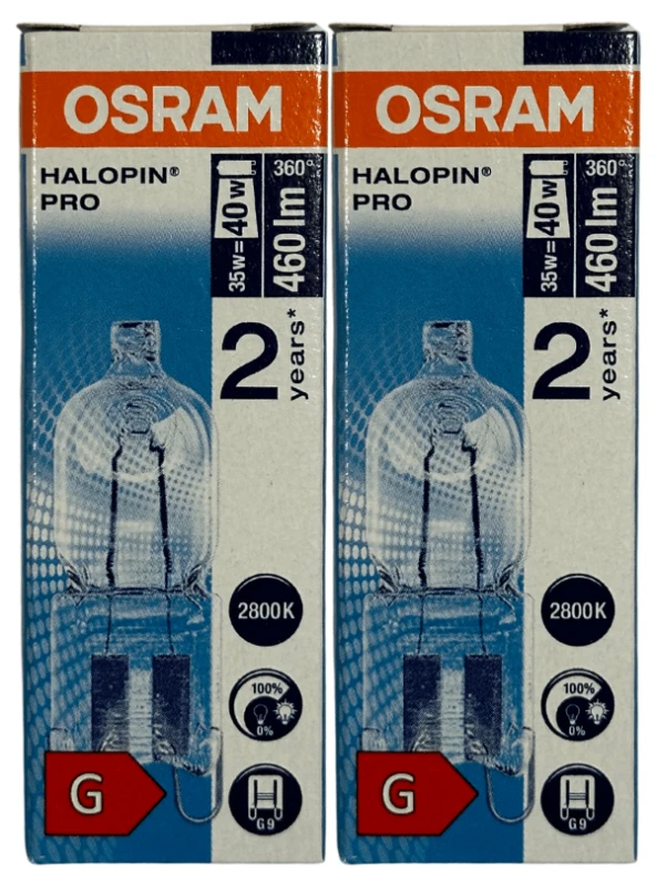 Osram Halopin Pro 35W (40W) 2800K (Sarı Işık) G9 Duylu Halojen Ampul (2 Adet)