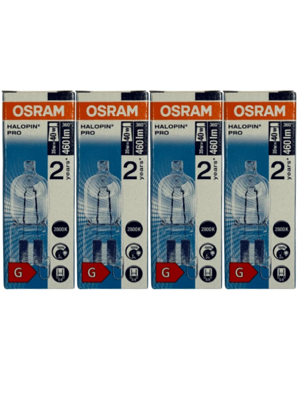 Osram Halopin Pro 35W (40W) 2800K (Sarı Işık) G9 Duylu Halojen Ampul (4 Adet)