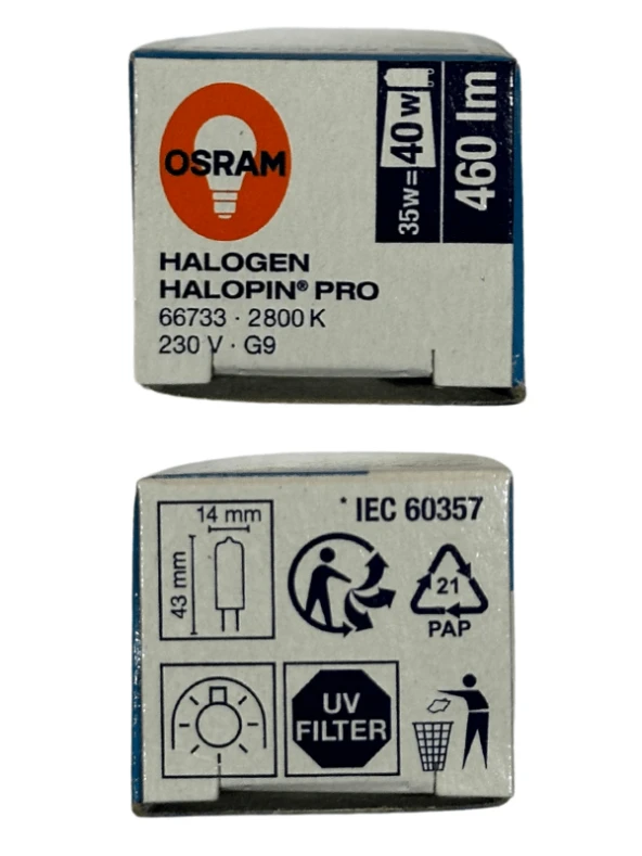 Osram Halopin Pro 35W (40W) 2800K (Sarı Işık) G9 Duylu Halojen Ampul (10 Adet) - Resim 4