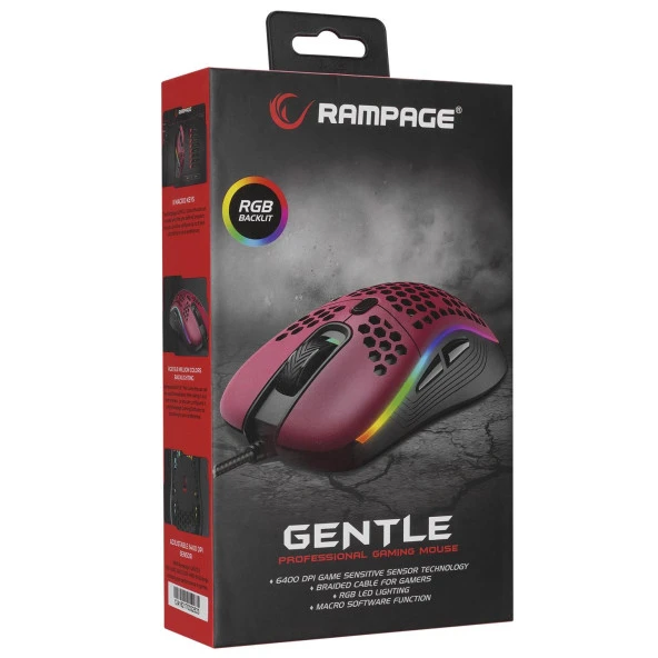 Rampage SMX-R85 GENTLE 6400dpi Kırmızı RGB Gaming - 6