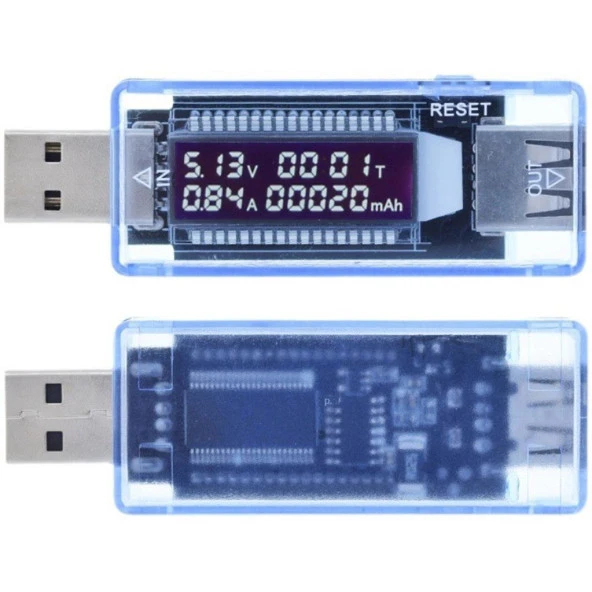 Keweısı KWS-V20 Led Ekranlı Usb Voltmetre Ampermetre Usb Sarj ve Kapasite Cihazı(3-9V 0-3A)