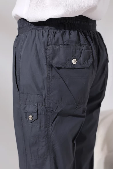 Erkek Füme Çınar Beach Yandan Cepli Rahat Kesim Beli Lastikli Kargo Şalvar Pantolon - 4