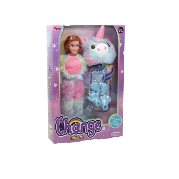 Vardem Change Oyuncak Gökkuşağı Unicorn Aksesuarlı 30 Cm Bebek 66842