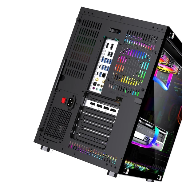 SNT UFO II Ocean Midi Tower Atx Gaming Akvaryum 7 x Argb Fanlar ve Uzaktan Kumanda Kontroller  Dahil Masaüstü Bilgisayar Kasası (POWER YOK) - 7