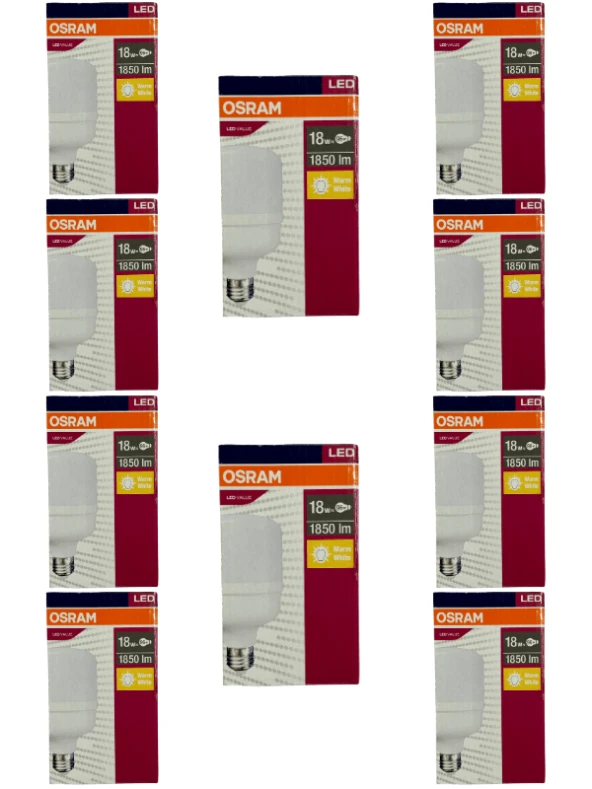 Osram 18W (96W) 3000K (Sarı Işık) E27 Duylu Led Torch Ampul (10 Adet)