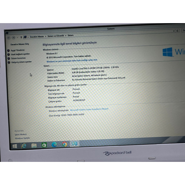 Packard Bell NS44HR i5 2410M 2.3GHZ 4GB 128GB SSD 1GB GT520M EK KARTI 14" Taşınabilir Bilgisayar - 6