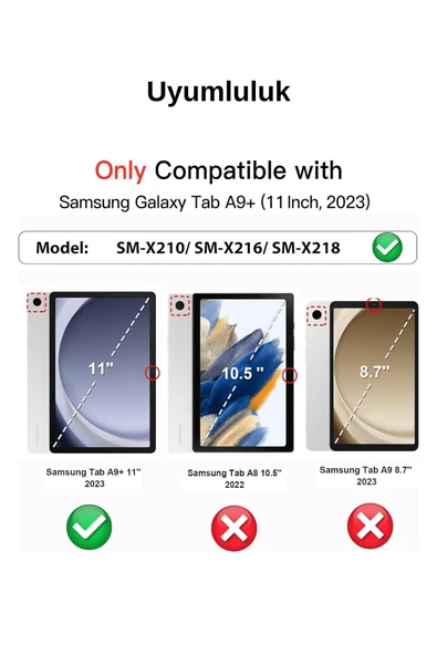 Galaxy Tab A9+ / A9 Plus 11 İnç 2023 Uyumlu Fuchsia Kalem Bölmeli Akıllı Tablet Kılıfı - 6