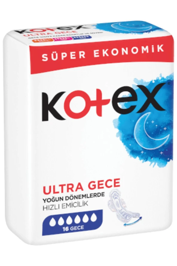 Kotex ( 2 ADET ) Kotex Ultra Süper Ekonomik Paket Hijyenik Ped Gece 16'lı