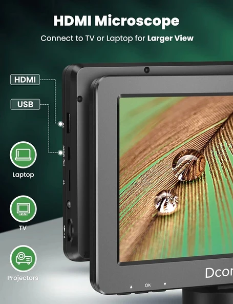 Dcorn HDMI LCD Dijital Mikroskop, 7 Inc IPS Ekranlı - 16MP - 2