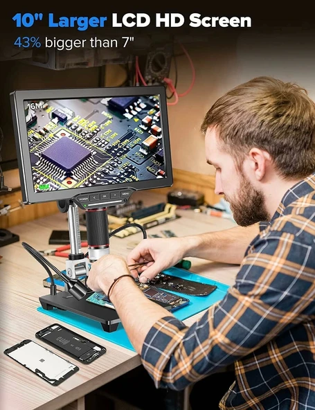 Dcorn 10 Inc HDMI LCD Dijital Mikroskop 1500X - 16MP Kamera Sensörlü - 2