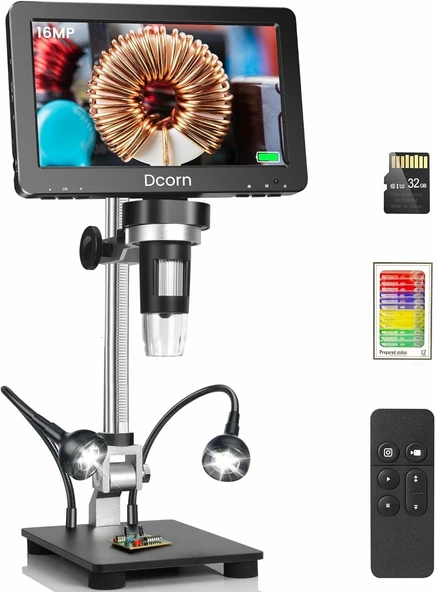 Dcorn HDMI LCD Dijital Mikroskop, 7 Inc IPS Ekranlı - 16MP