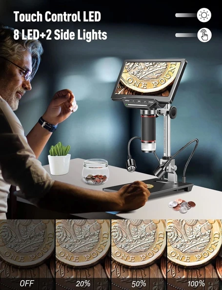 Dcorn 10 Inc HDMI LCD Dijital Mikroskop 1500X - 16MP Kamera Sensörlü - 4